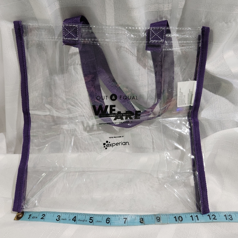 Clear Tote Bag with Purple Trim - Picture 3 of 7
